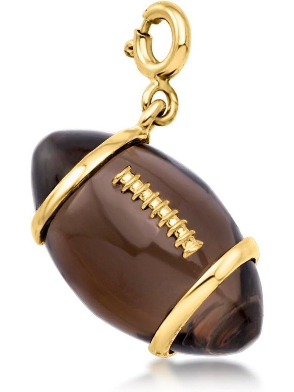 20.00 Carat Smoky Quartz Football Charm in 18K Gold Over Sterling Silver